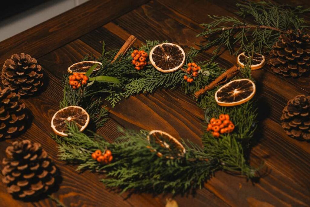 Festive foliage for christmas decor around mirror