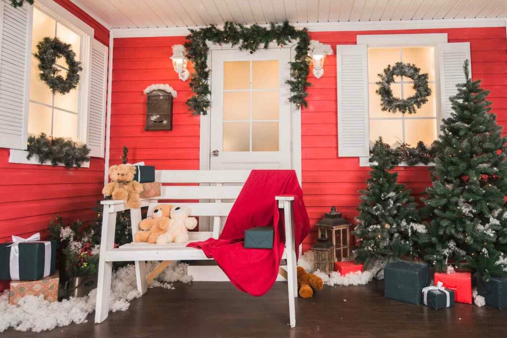 Indoor Christmas Decor with Garlands and Wreath