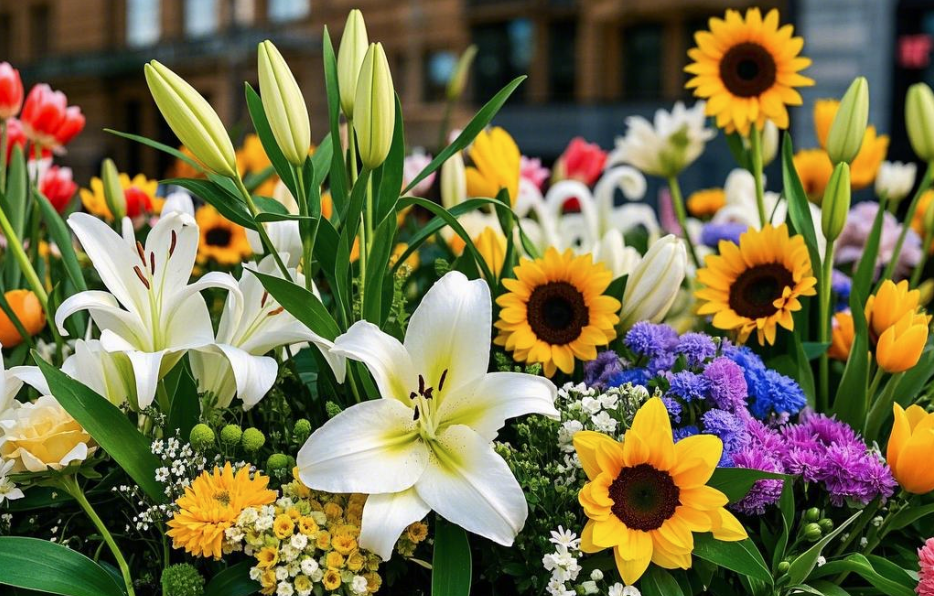 Arranjos de flores de Páscoa em cestas de design e escolhas de flores